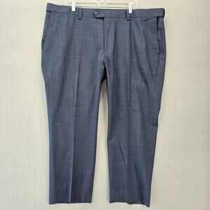Synergy Blue Pants Stretch Flat Front Classic Trousers Straight Leg Mens Size 46